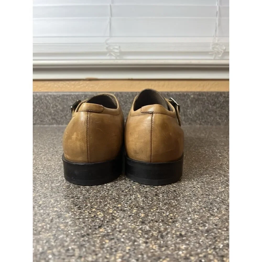Banana Republic Mens Size 11.5 Tan Leather Comfort Dress /Casual Shoe Monk Strap